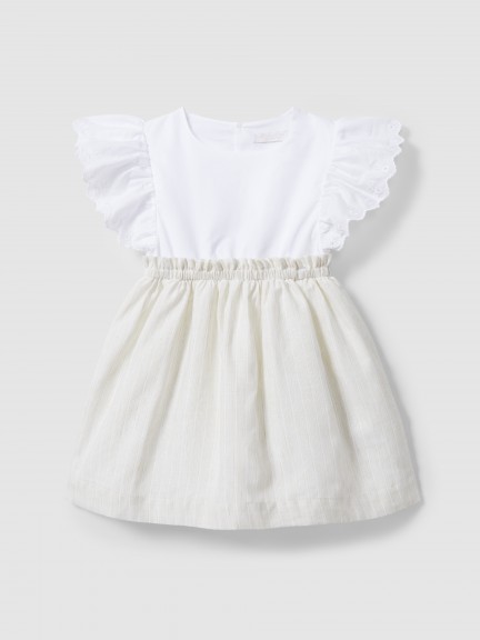 Dress stripes and sleeves in English embroidery