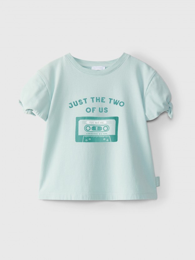 "Just the two of us" T-shirt sleeves with knot detail "Just the two of us" T-shirt sleeves with knot detail