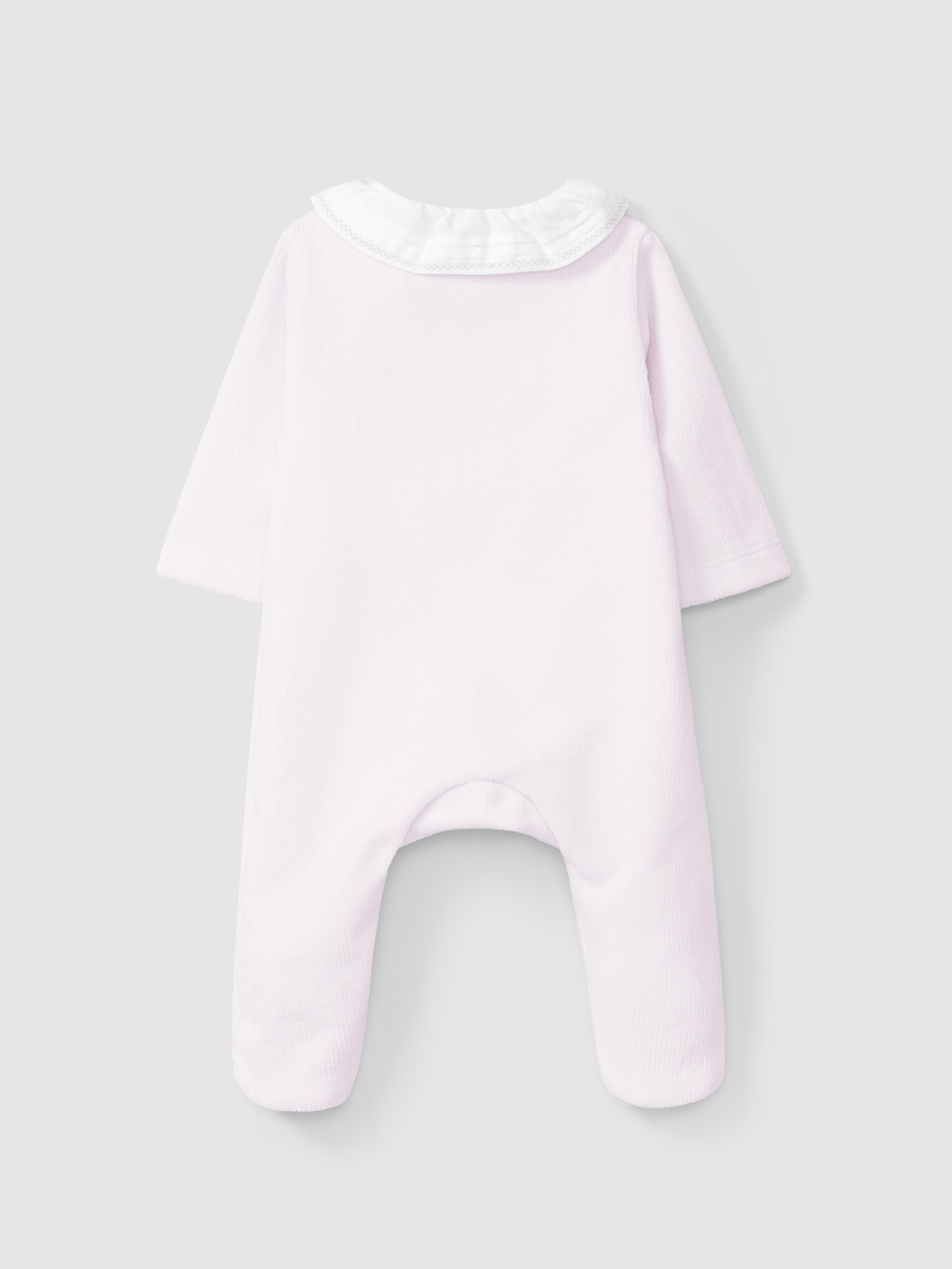 Babygrow velours à col à volant avec broderie