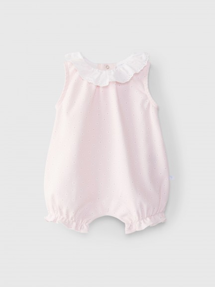 Trajecito flores y cuello volante con bordado ingl�s