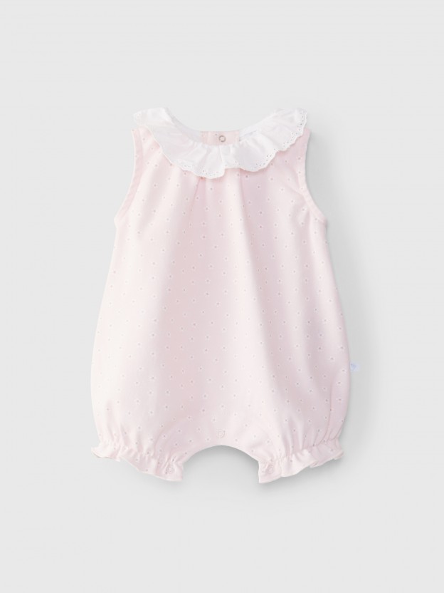 Trajecito flores y cuello volante con bordado ingl�s