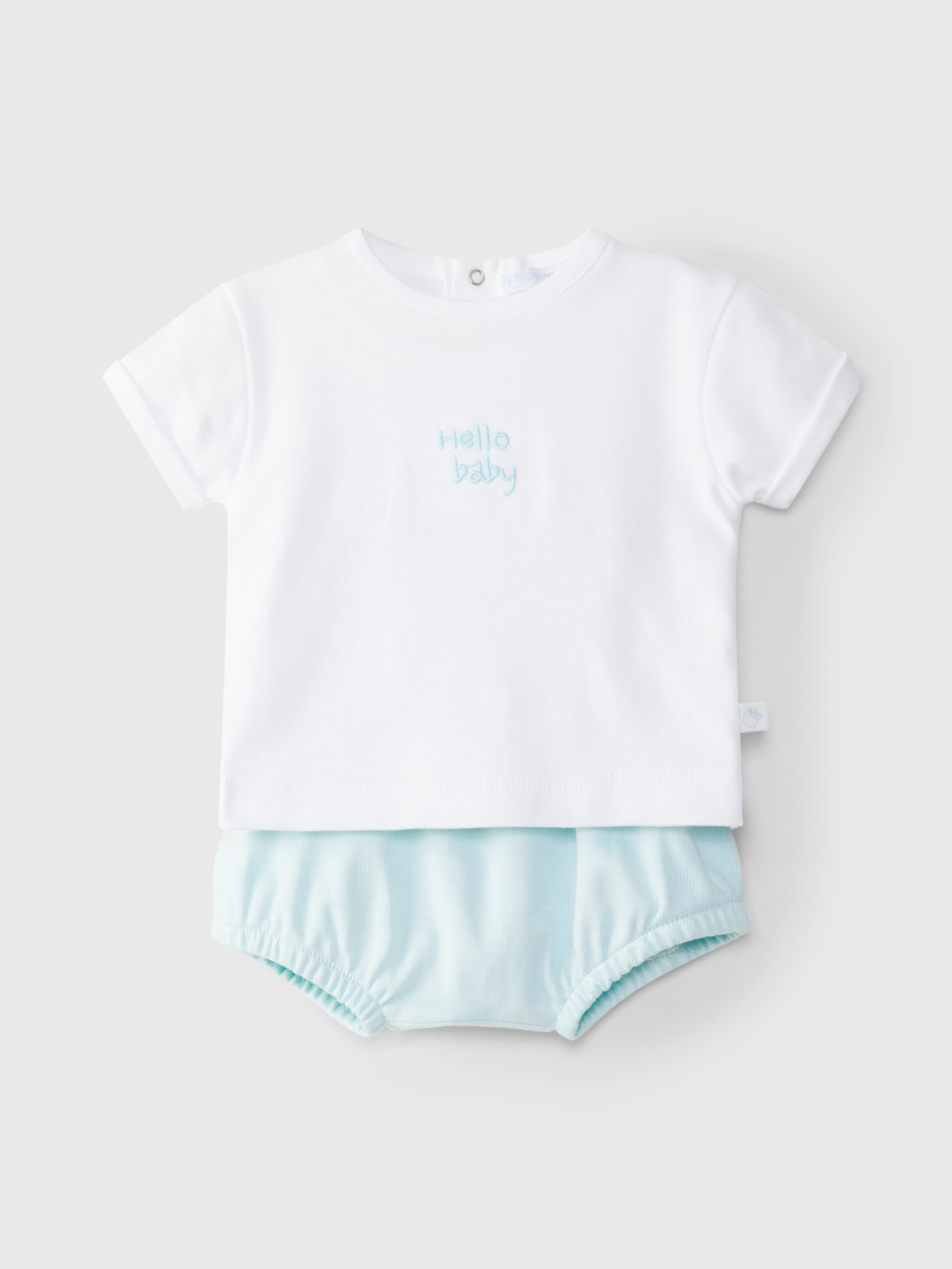 Conjunto de t-shirt e tapa fraldas risca fina