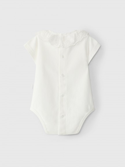 Bodysuit short sleeve English embroidery collar Bodysuit short sleeve English embroidery collar