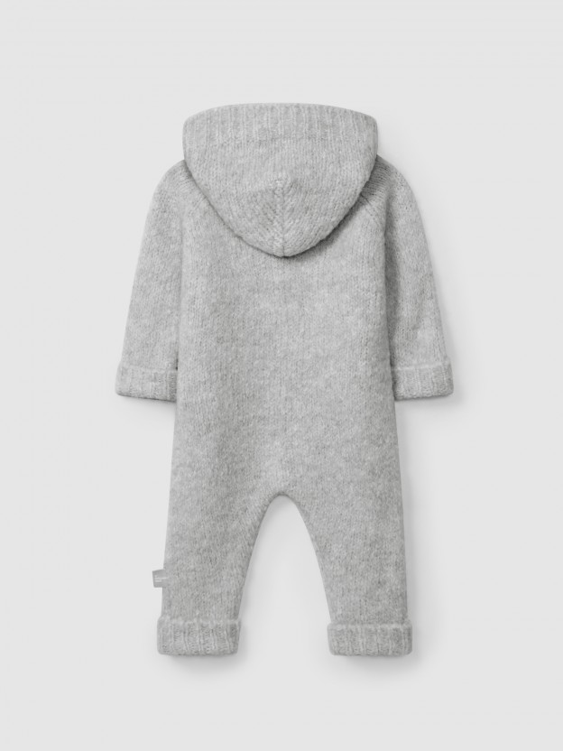 Knitted hooded romper Knitted hooded romper