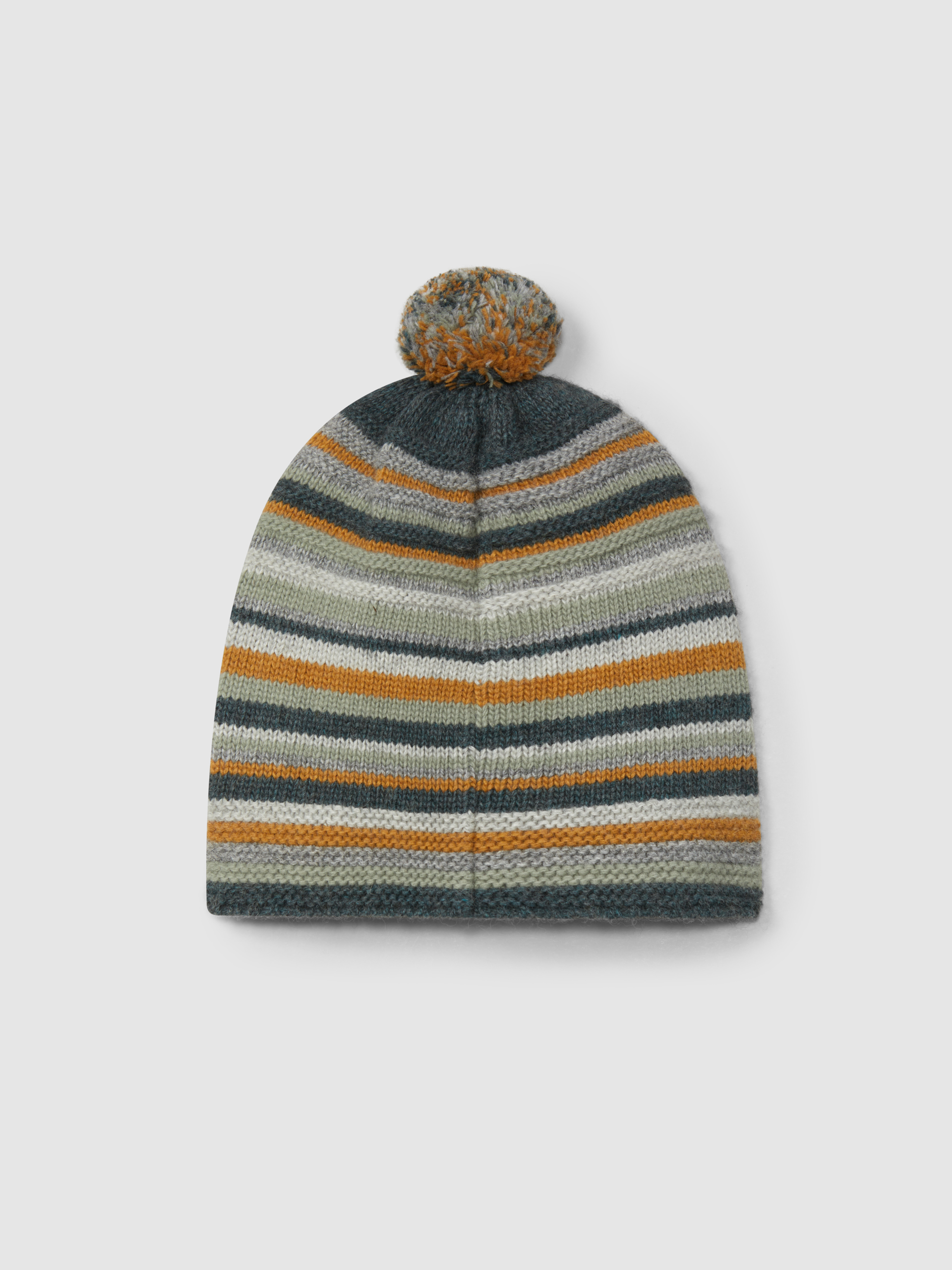Gorro de punto com pompón y rayas en relieve