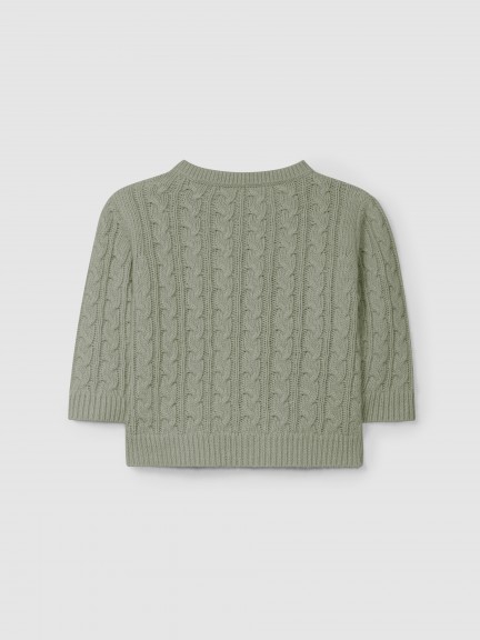 Camisola tricotada em malha entrançada Camisola tricotada em malha entrançada