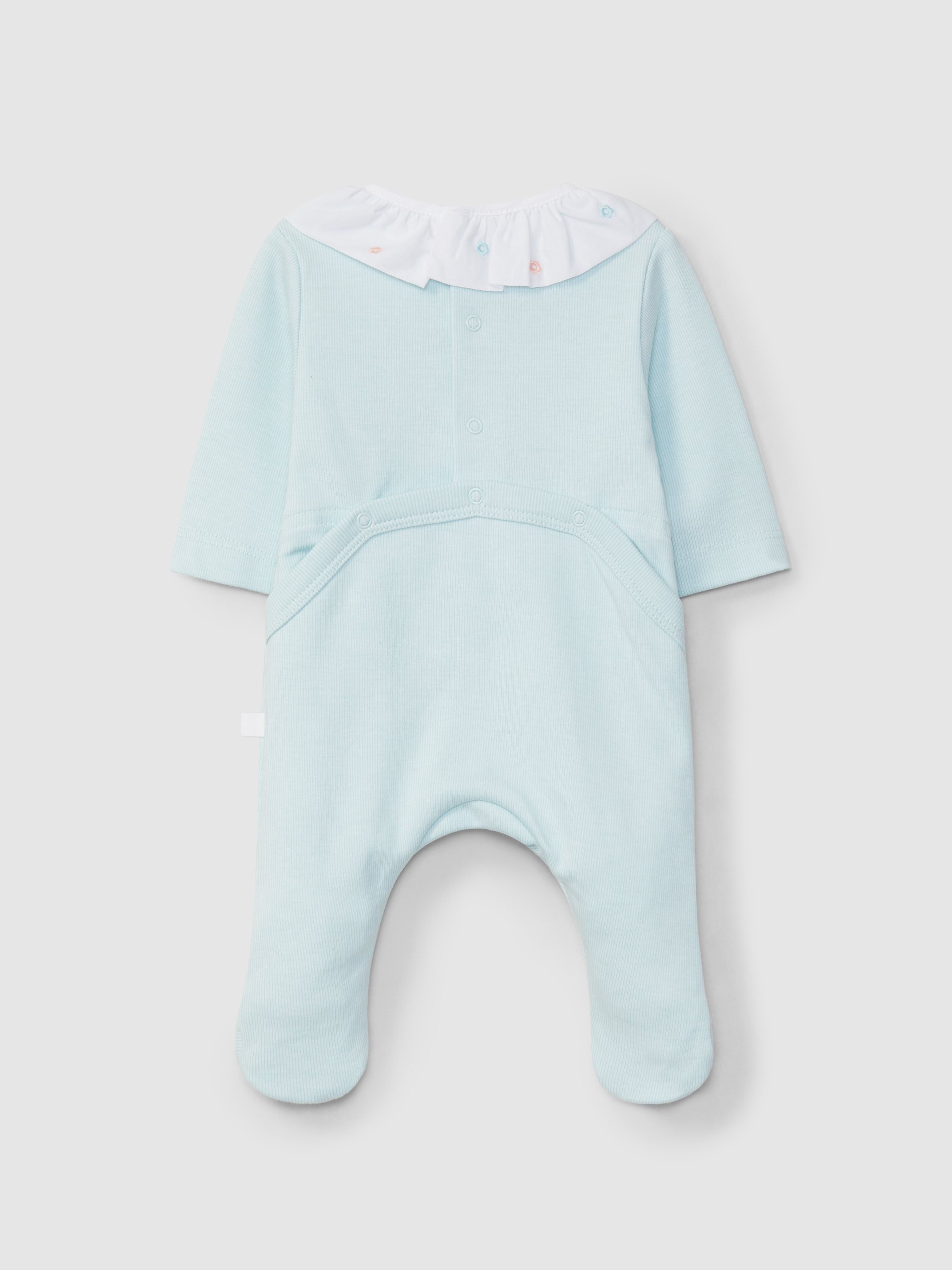 Babygrow à col à volant avec fleurs brodées