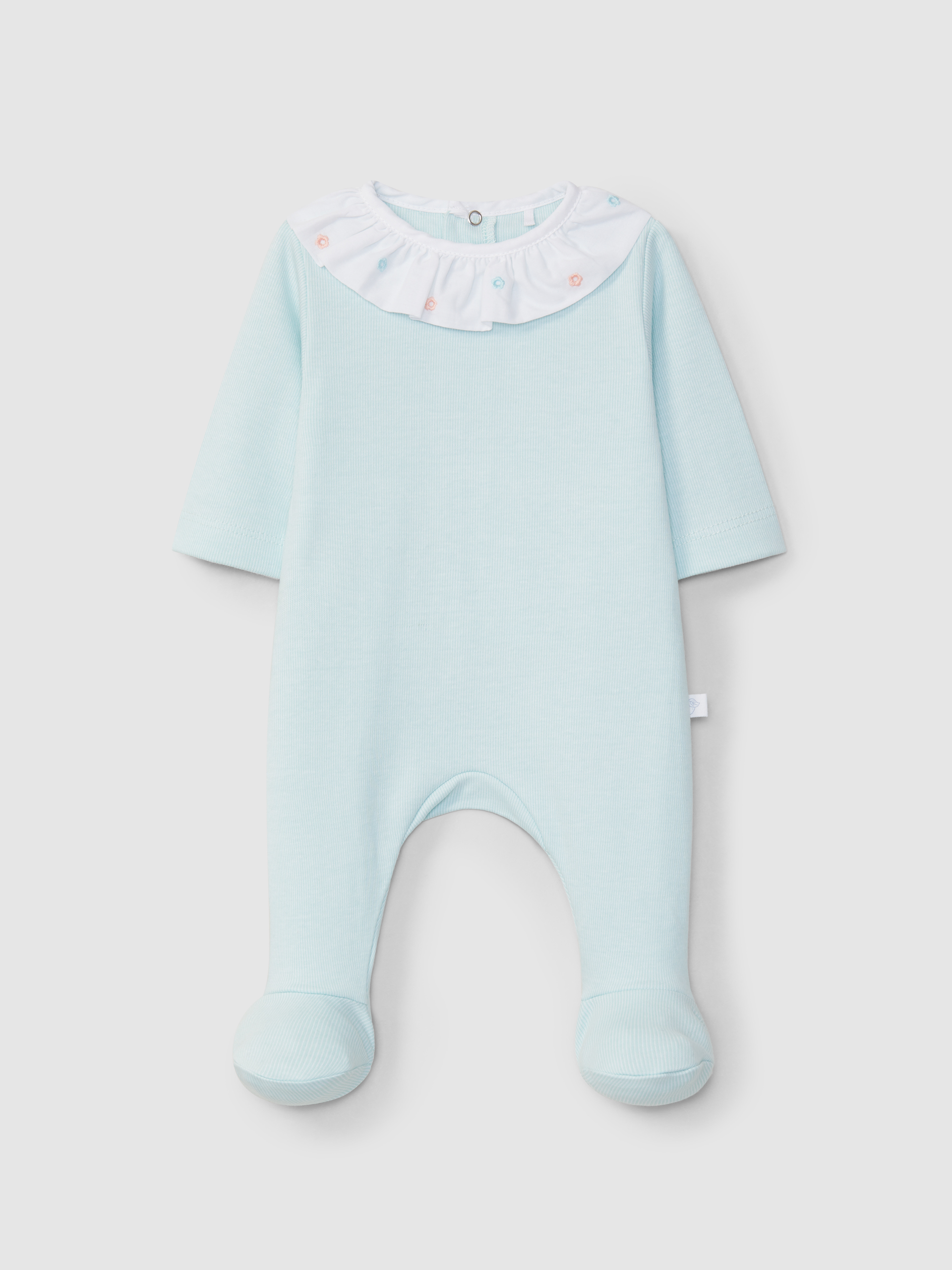 Babygrow à col à volant avec fleurs brodées