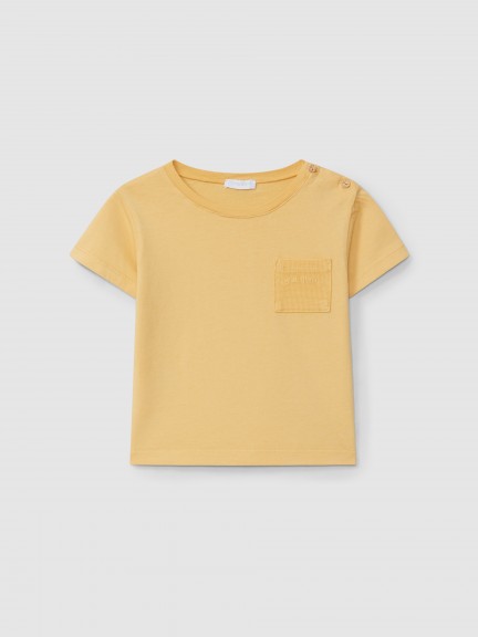 Camiseta con bolsillo en punto tipo gofre