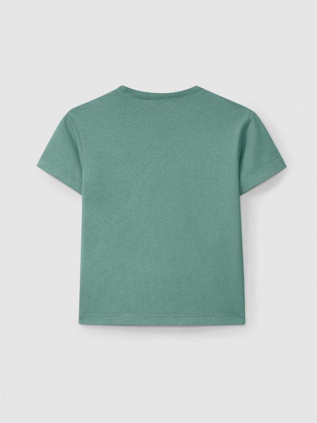 T-Shirt with pocket in waffle jersey