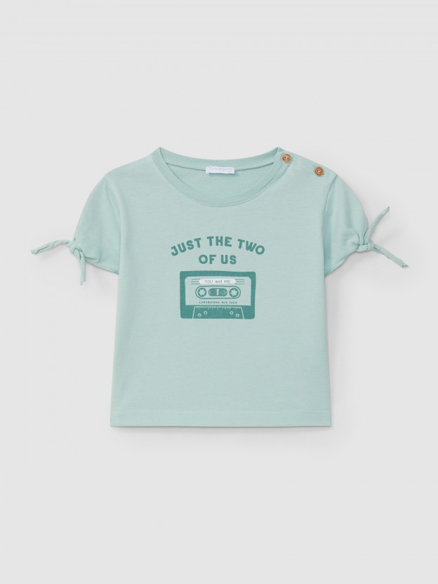 "Just the two of us" T-shirt sleeves with knot detail "Just the two of us" T-shirt sleeves with knot detail