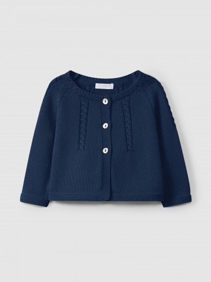 Knitted cardigan with braided detail
