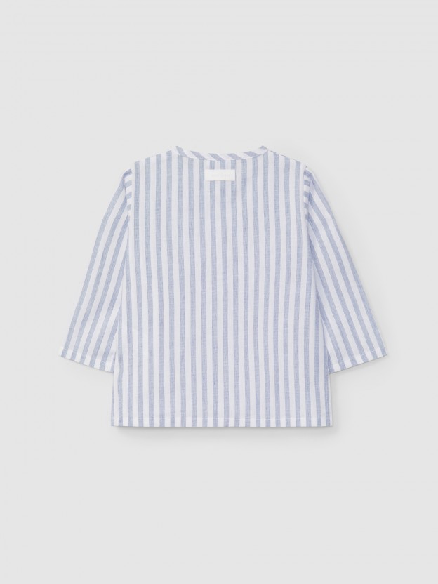 Camisa riscas com bolso Camisa riscas com bolso