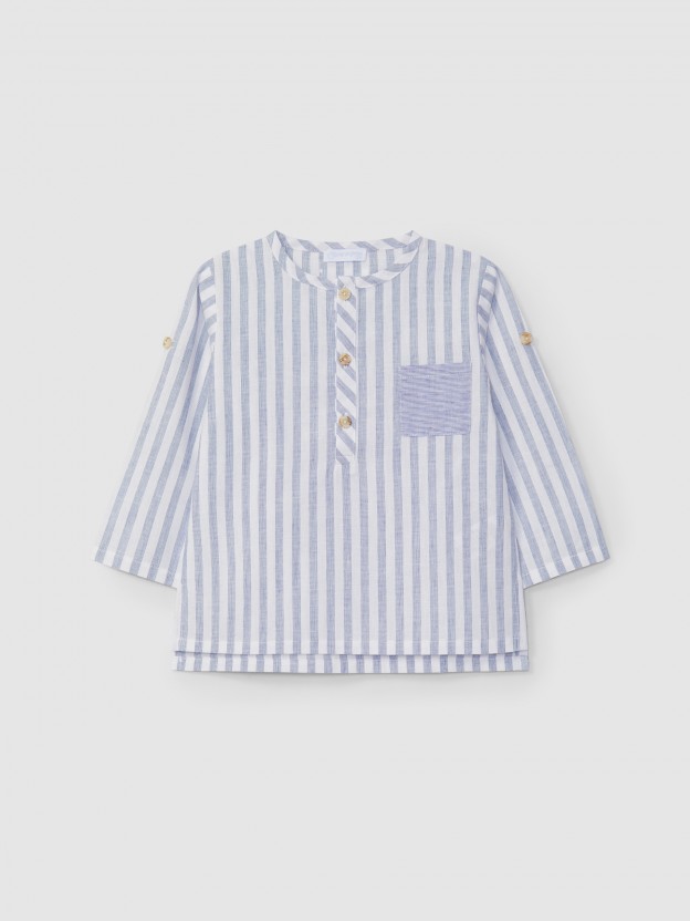 Camisa riscas com bolso Camisa riscas com bolso