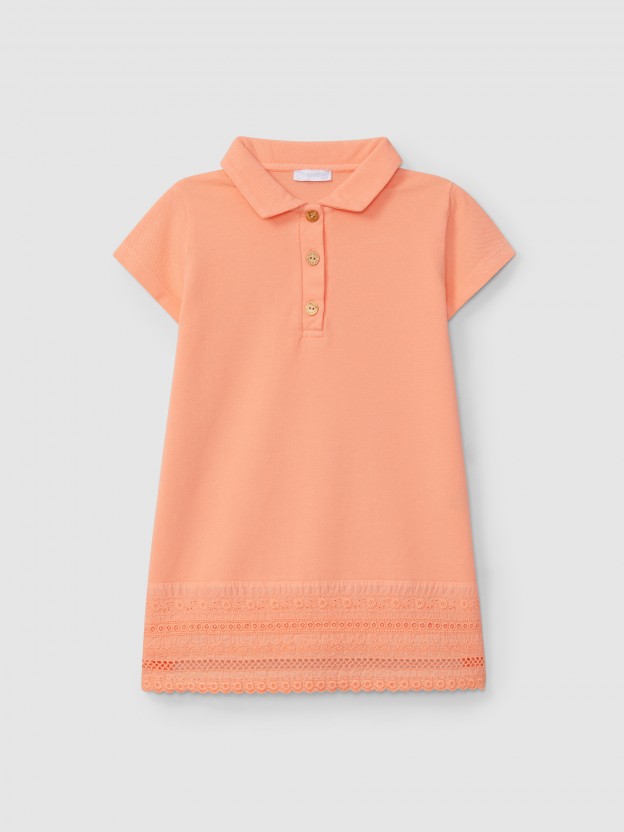 Vestido piqué e bordado inglês Vestido piqué e bordado inglês