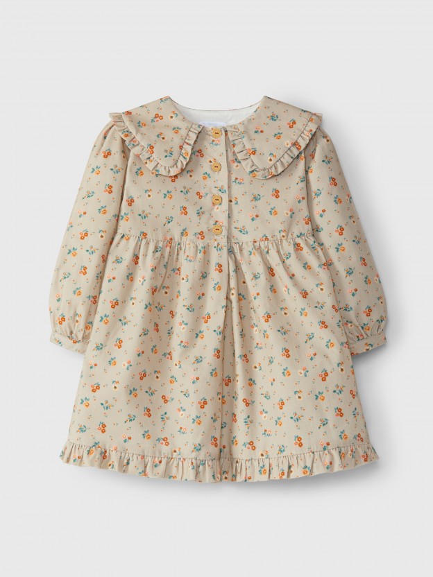 Robe en velours micro-côtelé à fleurs Robe en velours micro-côtelé à fleurs