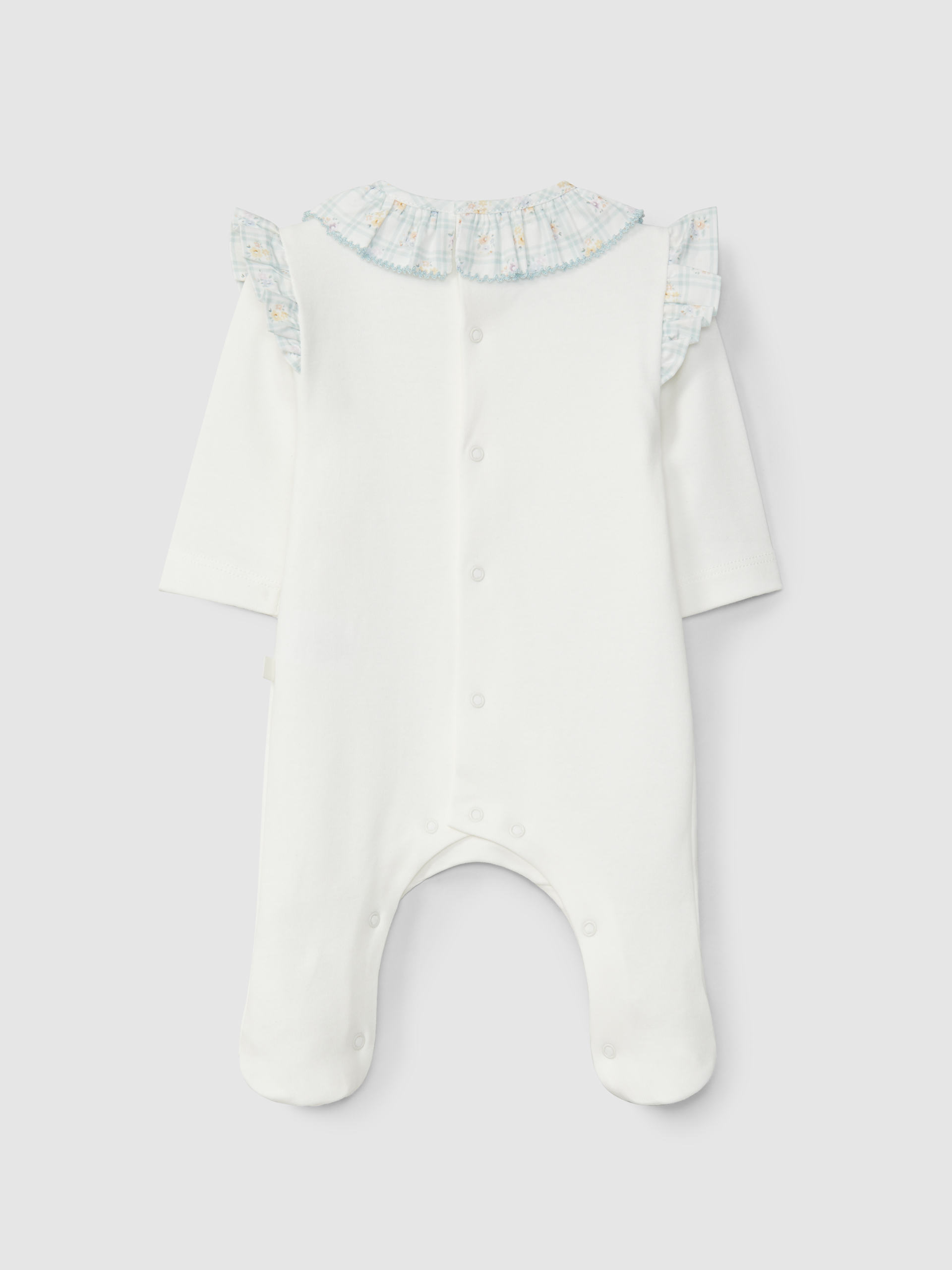 Babygrow col à volant à carreaux et fleurs