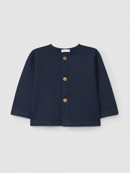 Organic jacquard jersey cardigan