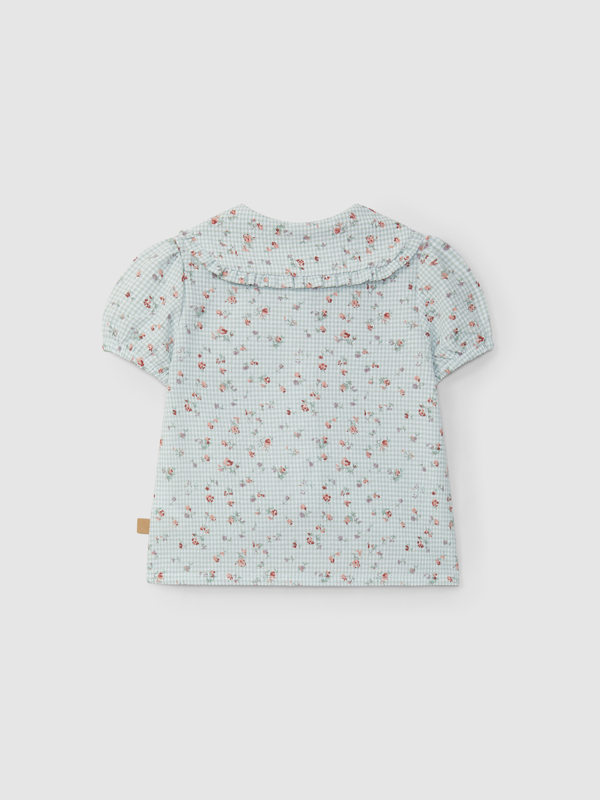 Blouse carreaux vichy avec fleurs