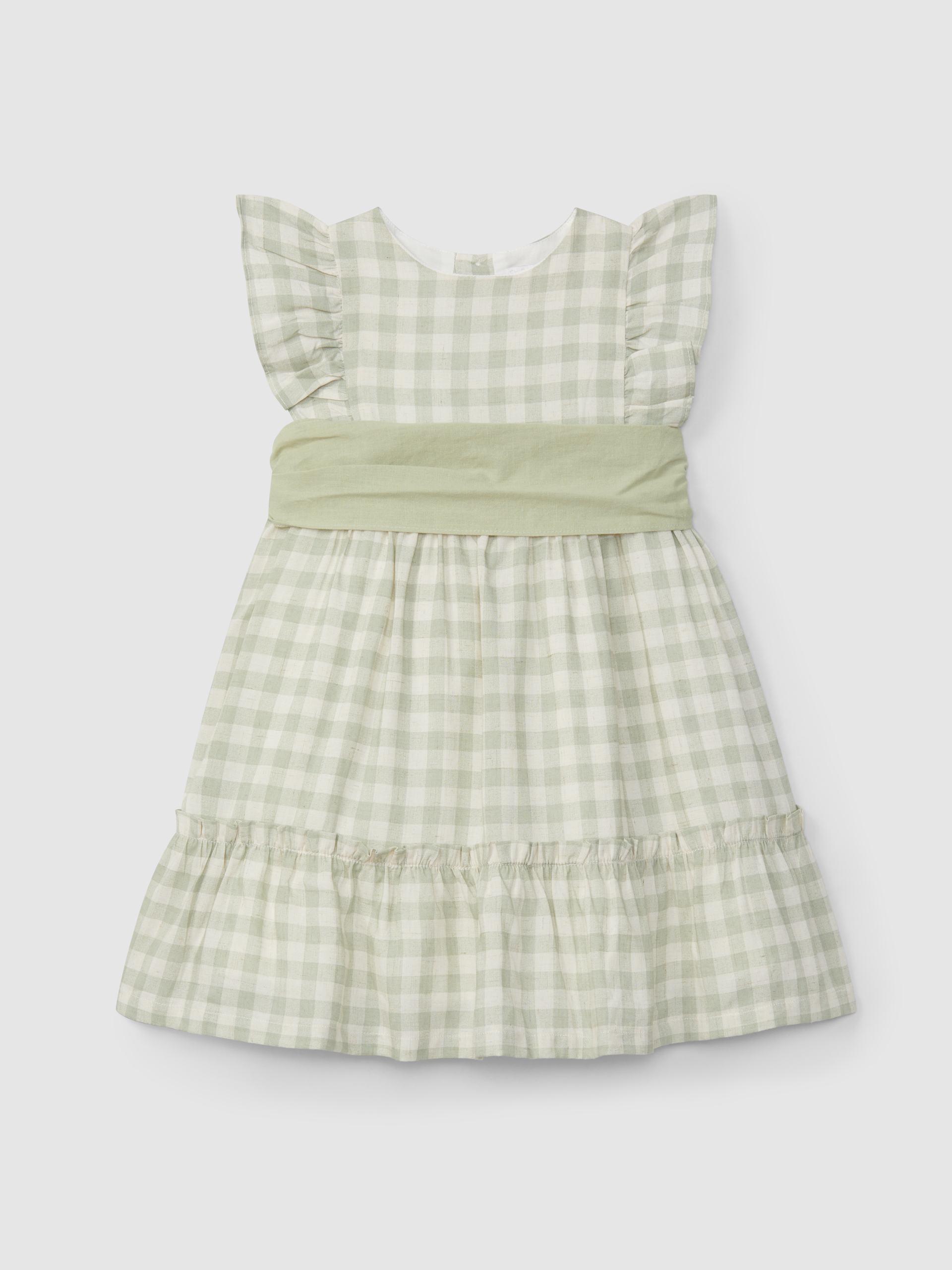 Plaid dress with sash