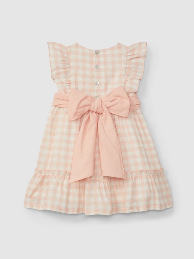 Vestido a cuadros con fajín Vestido a cuadros con fajín