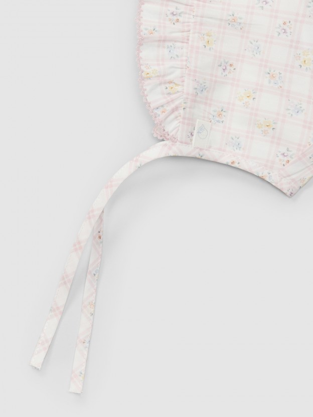 Tattersall and floral bonnet pilot cap Tattersall and floral bonnet pilot cap