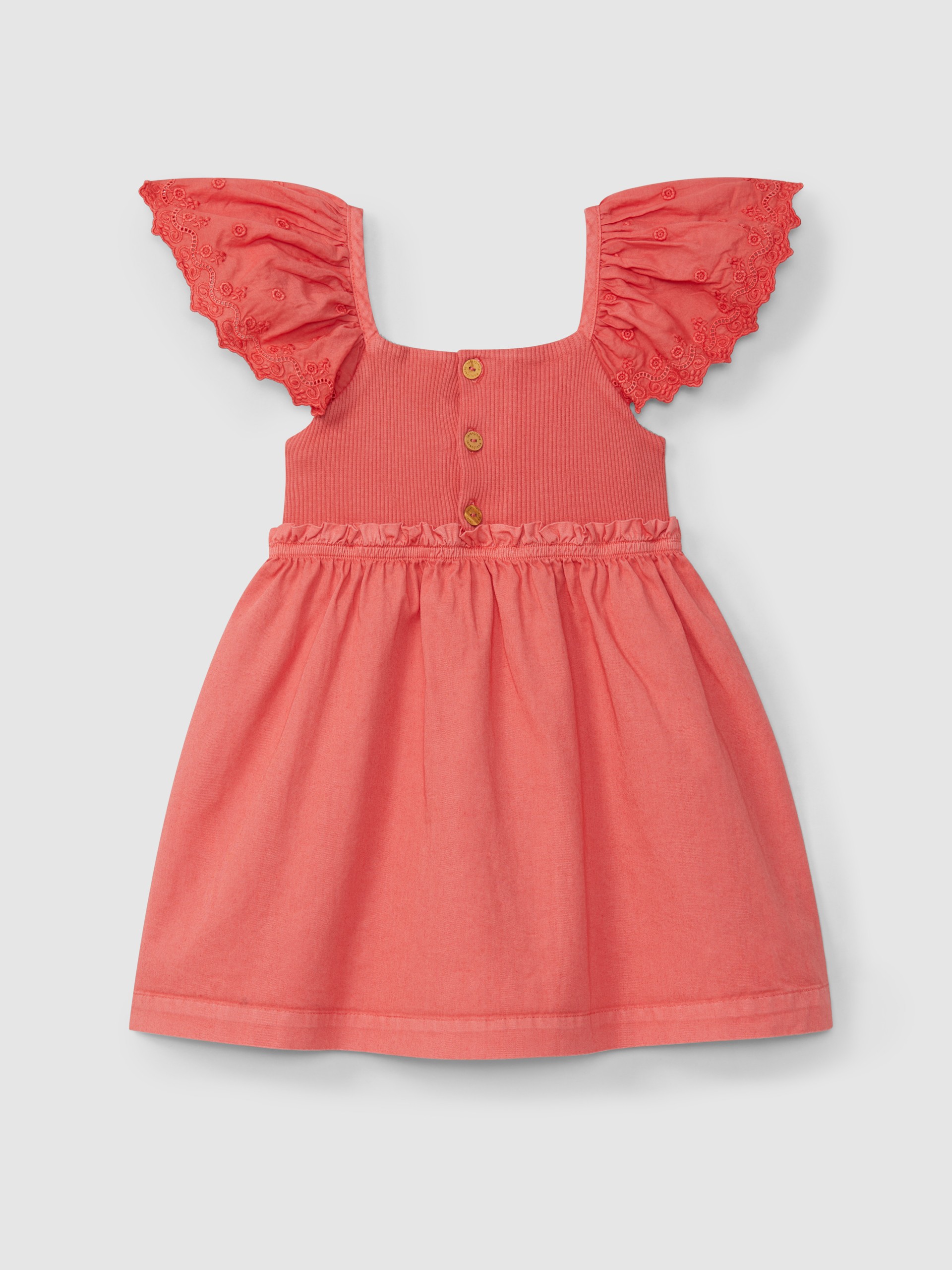 Vestido mangas em bordado inglês