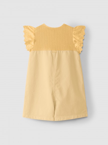 Dungaree shorts jacquard jersey and English embroidery Dungaree shorts jacquard jersey and English embroidery