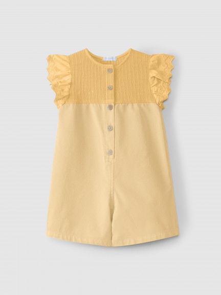 Dungaree shorts jacquard jersey and English embroidery