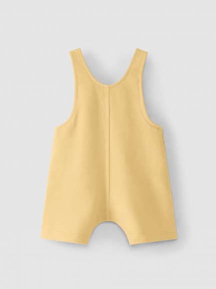 Plush dungaree shorts with jacquard jersey pockets Plush dungaree shorts with jacquard jersey pockets