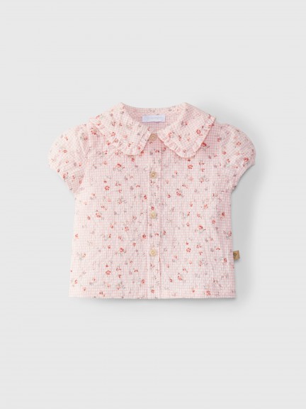 Vichy plaid blouse with flowers Vichy plaid blouse with flowers