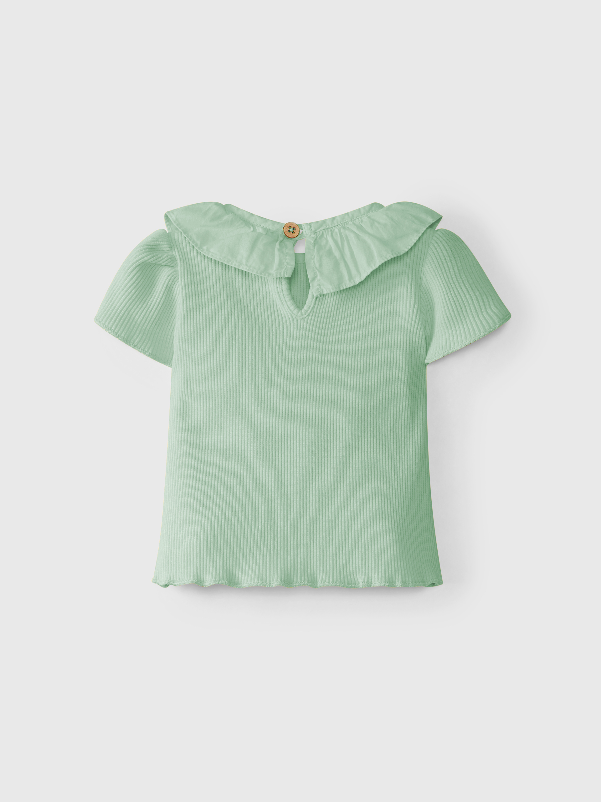 Camiseta punto acanalado cuello de volante