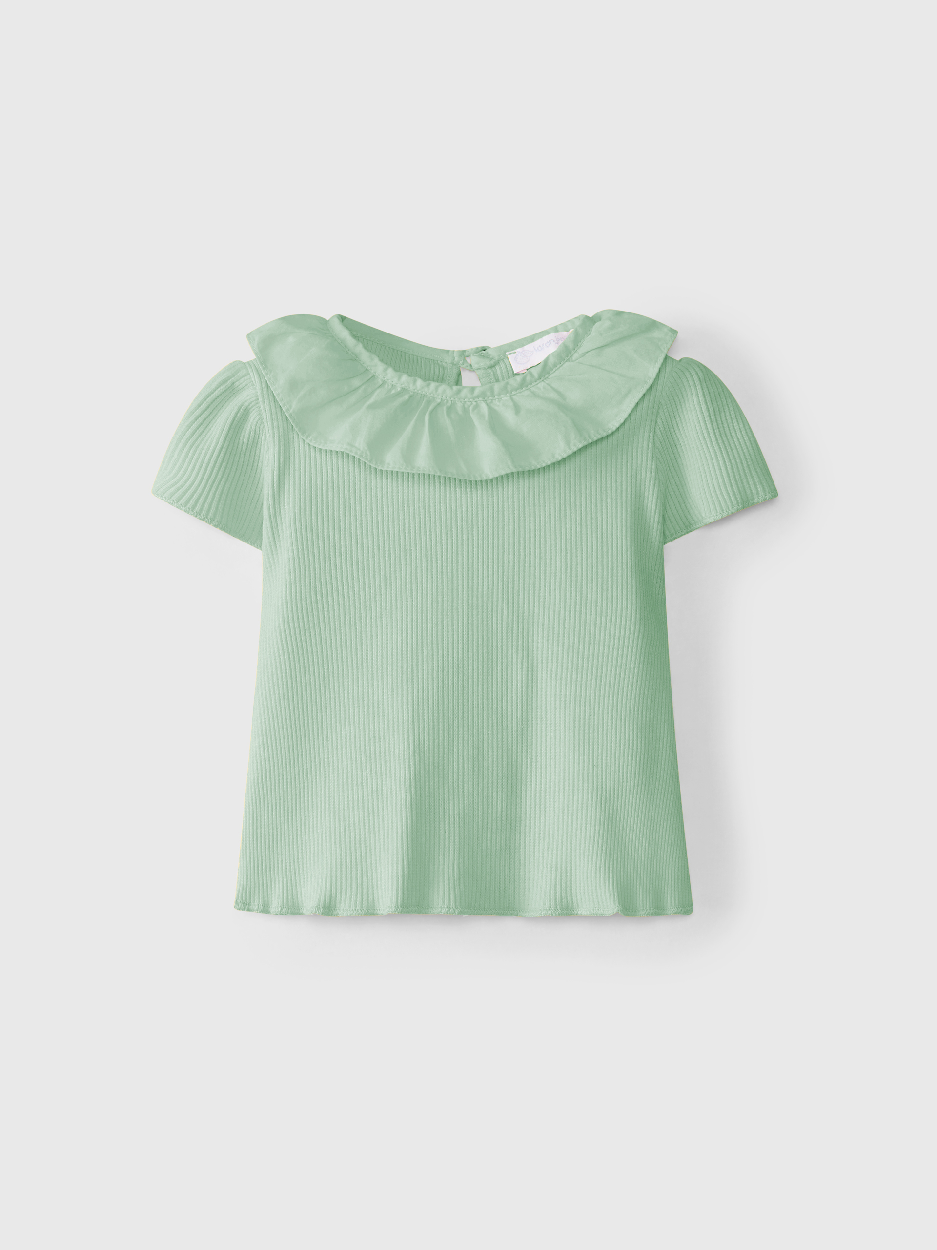 Camiseta punto acanalado cuello de volante