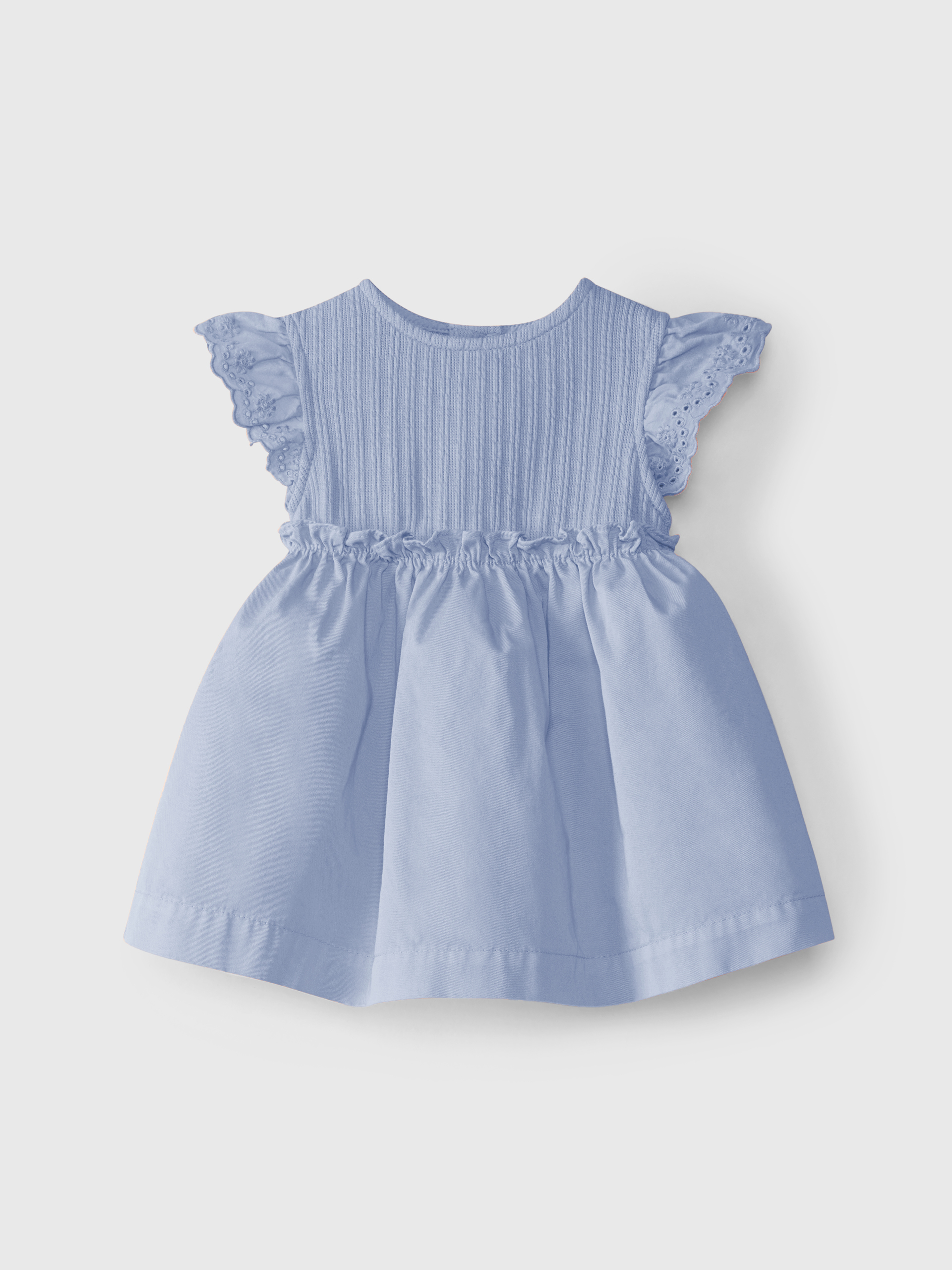 Vestido malha jacquard e bordado inglês