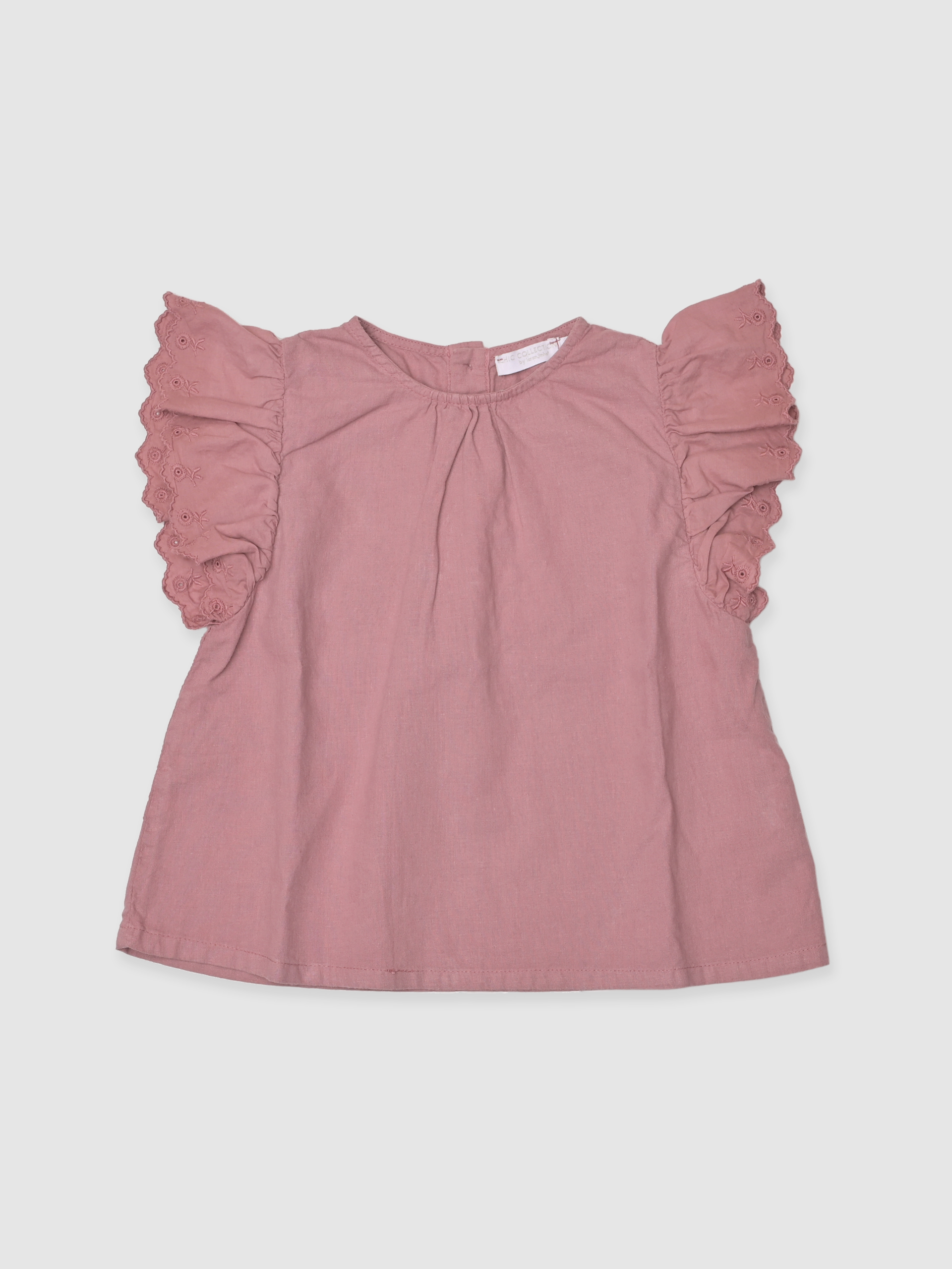 Blusa com mangas de folho bordado inglês