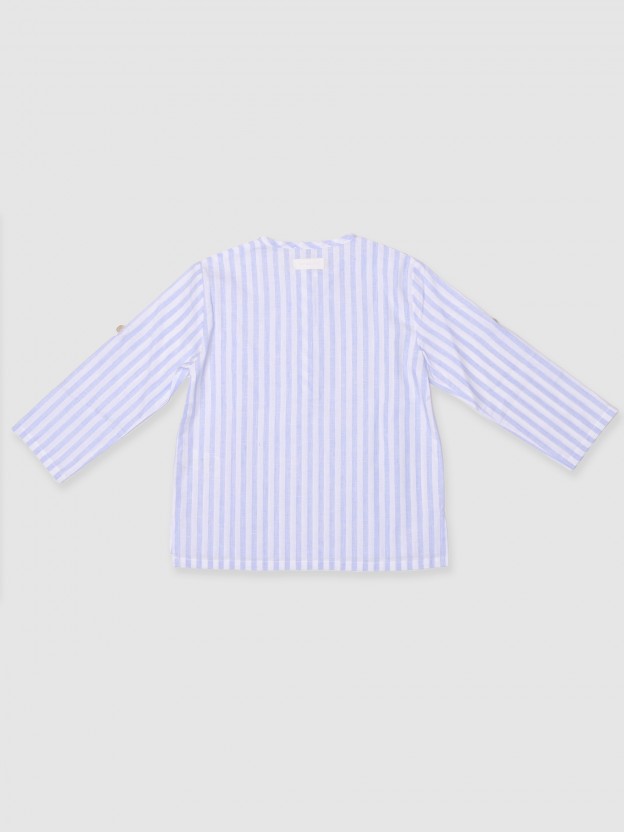 Camisa riscas com bolso Camisa riscas com bolso