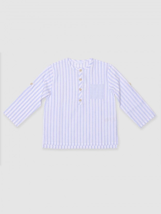 Camisa riscas com bolso Camisa riscas com bolso