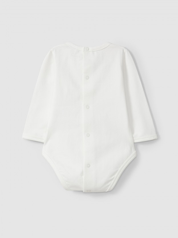 Mandarin collar bodysuit in organic cotton Mandarin collar bodysuit in organic cotton