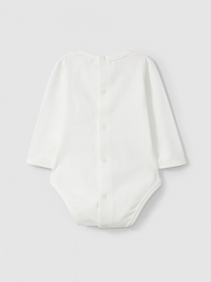 Mandarin collar bodysuit in organic cotton Mandarin collar bodysuit in organic cotton