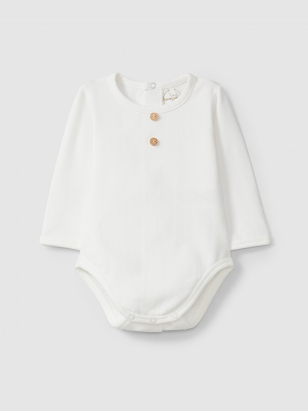 Mandarin collar bodysuit in organic cotton Mandarin collar bodysuit in organic cotton