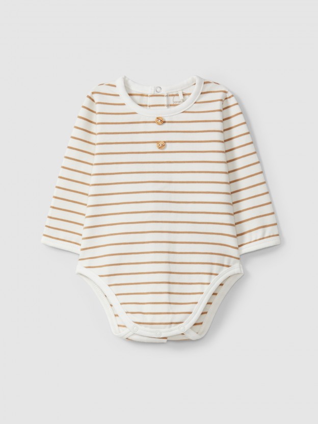 Mandarin collar bodysuit in organic cotton Mandarin collar bodysuit in organic cotton