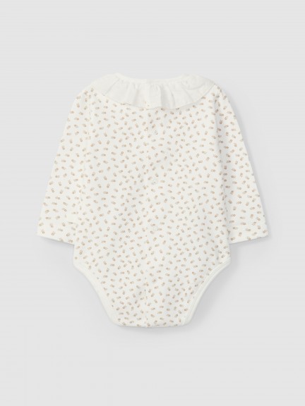 Bodysuit with ruffled embroidered collar Bodysuit with ruffled embroidered collar