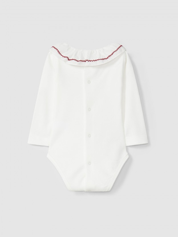 Bodysuit ruffled collar and silhouette detail Bodysuit ruffled collar and silhouette detail