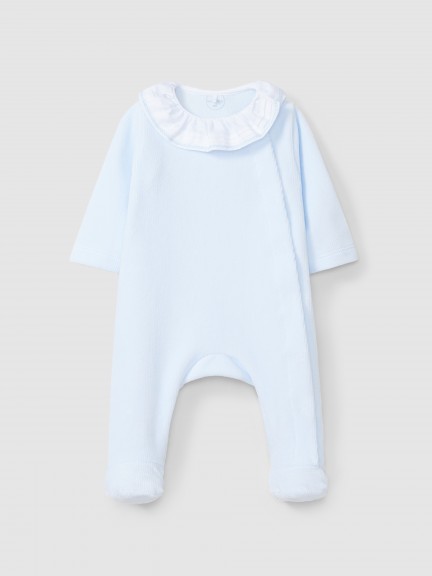 Babygrow velvet ruffled collar with embroidery Babygrow velvet ruffled collar with embroidery