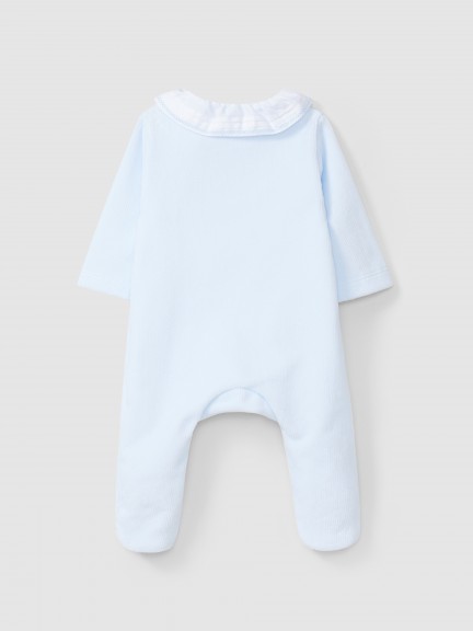 Babygrow velvet ruffled collar with embroidery Babygrow velvet ruffled collar with embroidery