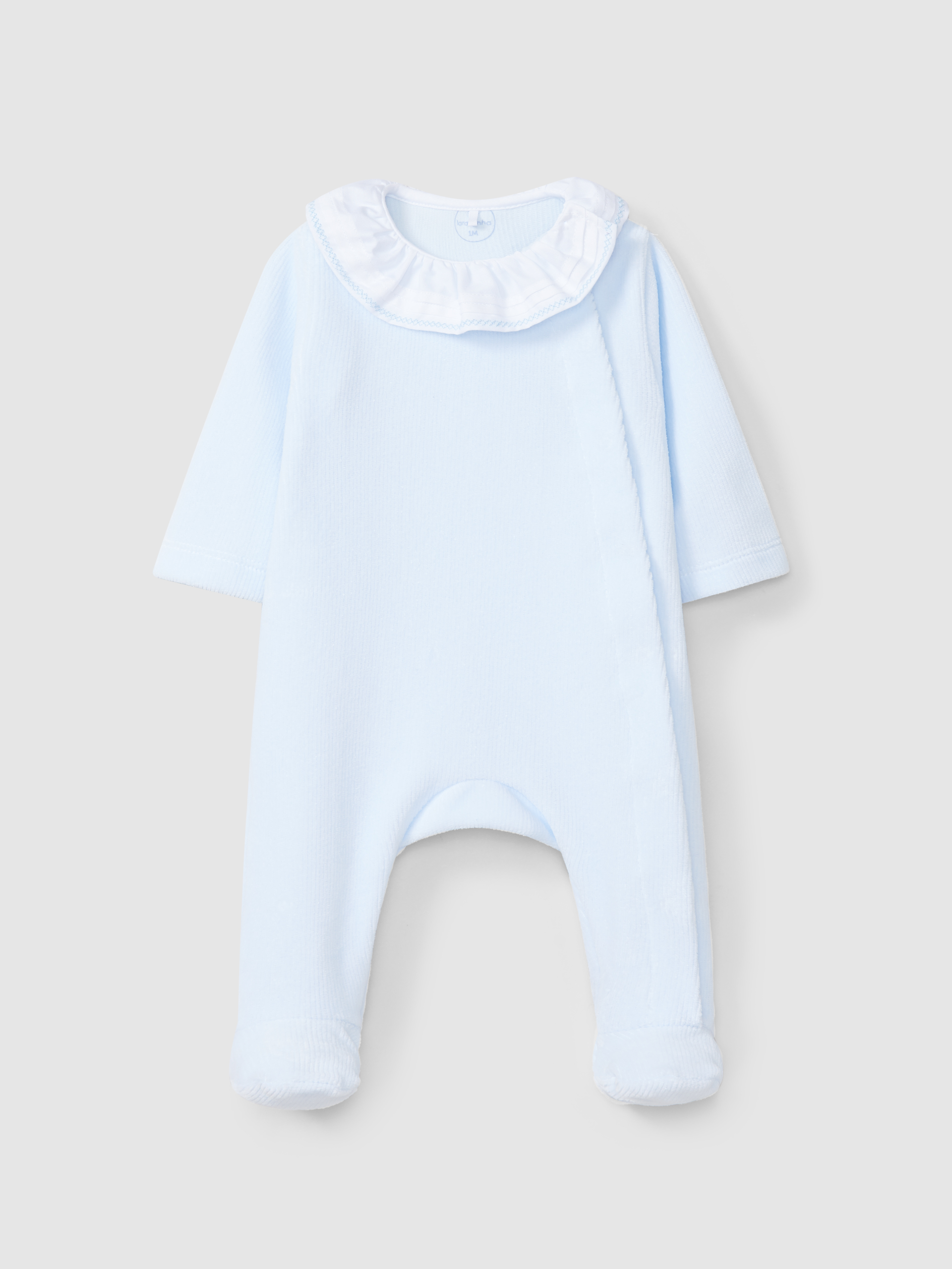 Babygrow velours à col à volant avec broderie