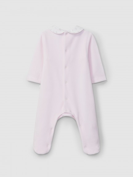 Babygrow in velvet with smocking Babygrow in velvet with smocking