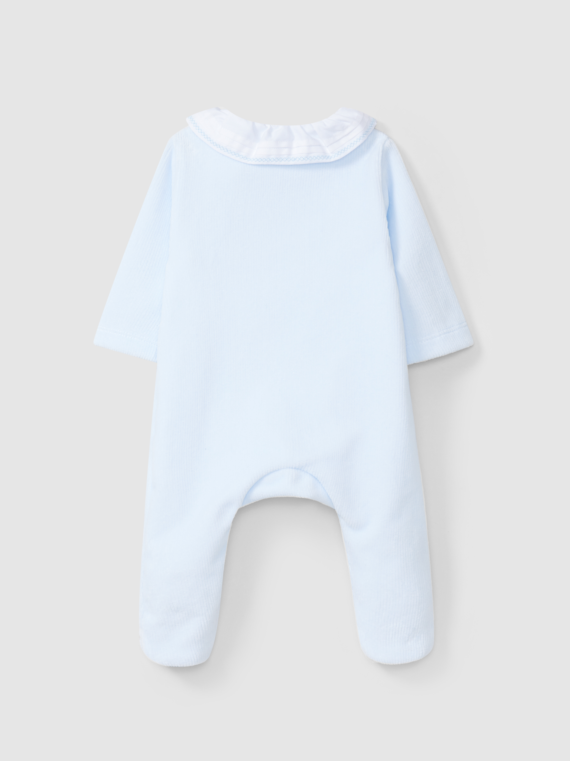 Babygrow velours à col à volant avec broderie
