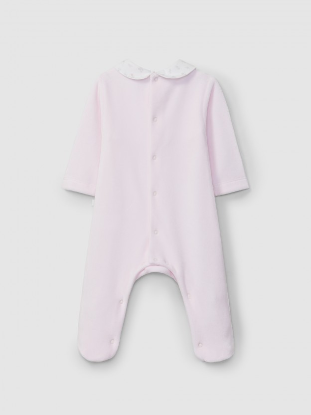 Babygrow in velvet with smocking Babygrow in velvet with smocking