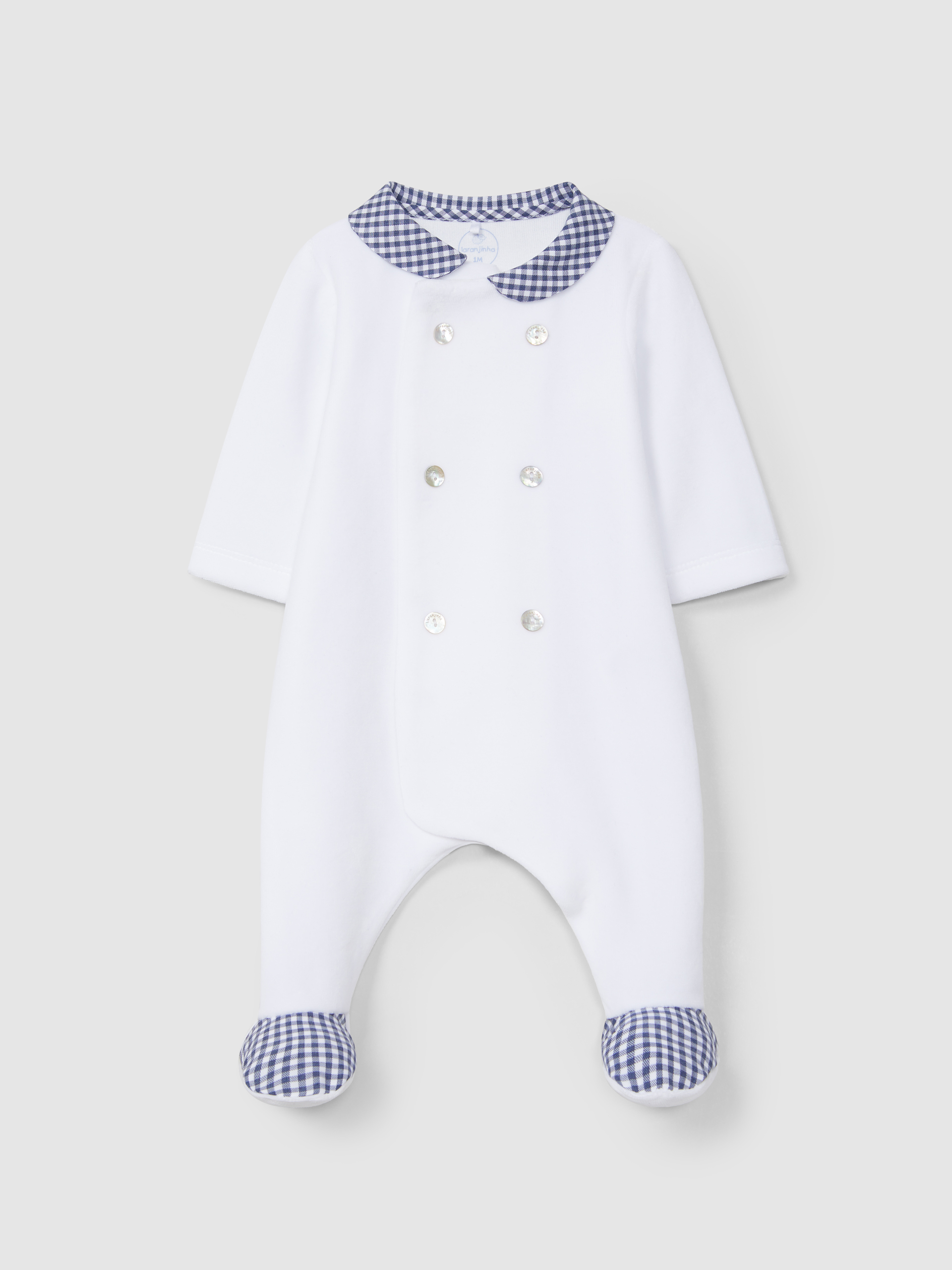 Babygrow veludo botões decorativos